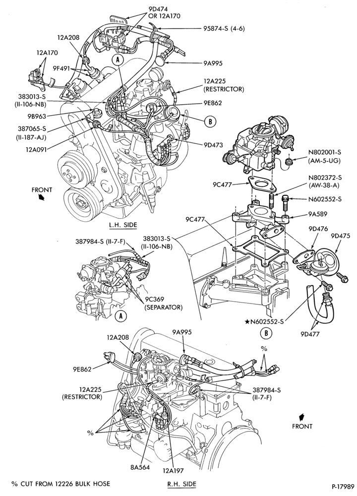 Схема 4 CYL. 2.3L (140 C.I.D.)-recirculation (E.G.R.) - 49 states - w/o E.F.I.