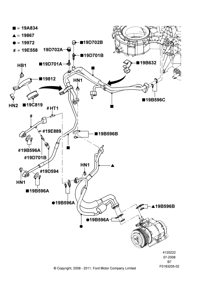 Схема Система кондиционирования, Under Hood; 15.09.2008–11.08.2014