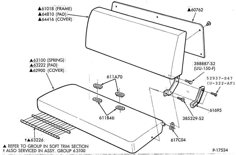 Схема SEATS-Front seat parts - full width - folding - full width - upper half-F350(Crew Cab)