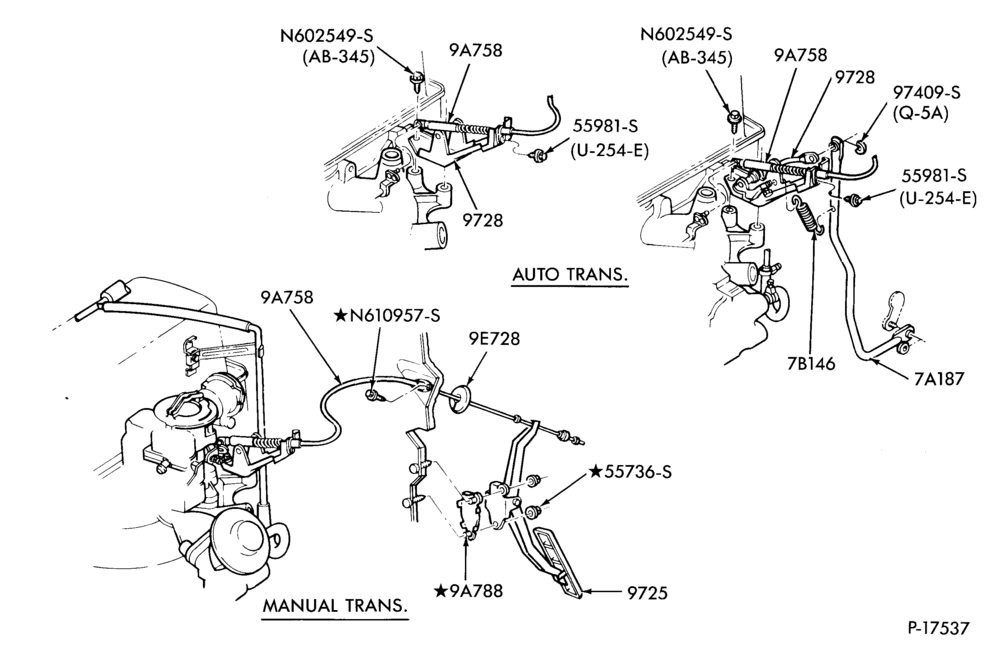 Схема 4 CYL. 2.3L (140 C.I.D.)-Accelerator linkage - exc. E.F.I.