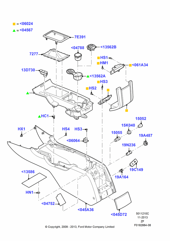 Схема Консоль напольная, Production Installed; 26.02.2009–27.06.2014
