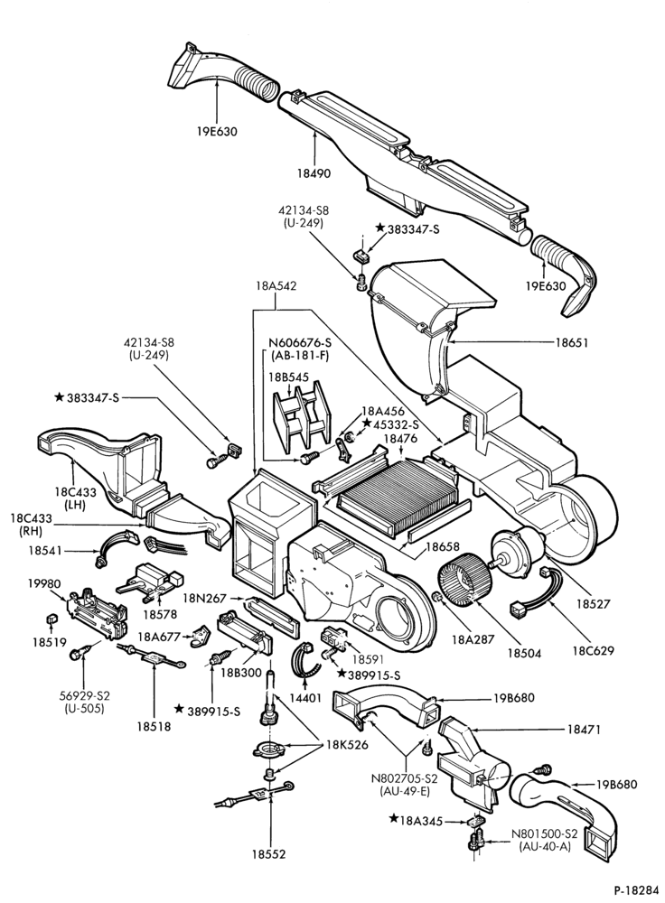 Схема AIR CONDITIONER-Heater and controls - standard