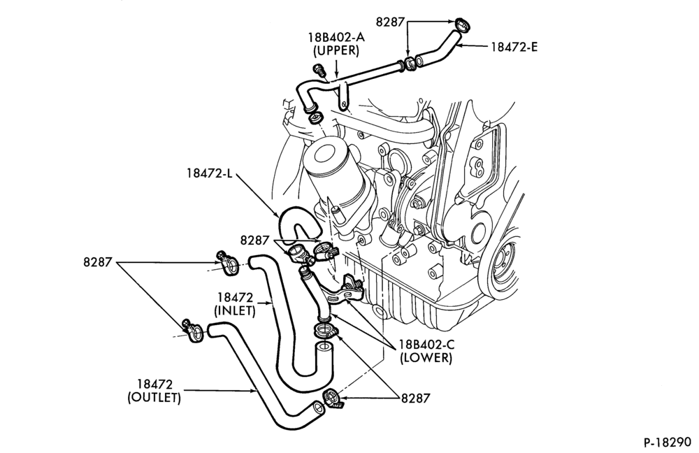 Схема HEATERS-Heater and controls - hose installation- 2.0L diesel