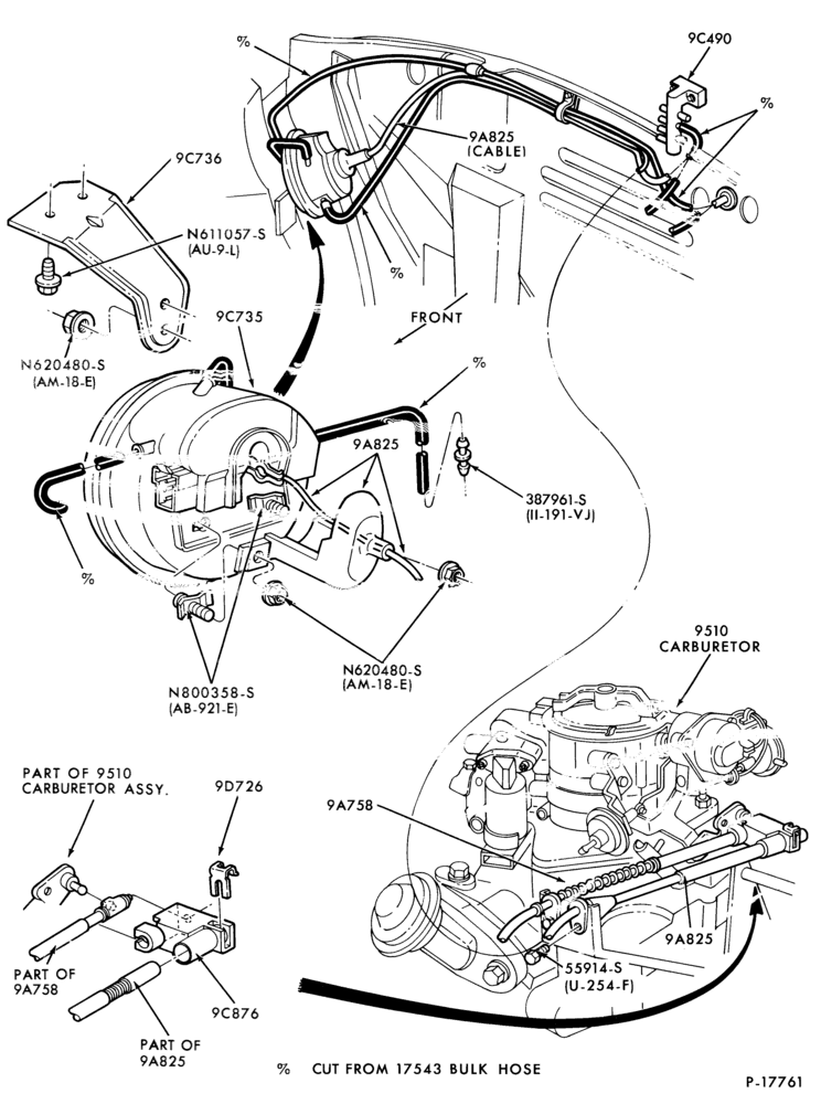 Схема 4 CYL. 2.3L (140 C.I.D.)-Speed control and related parts- engine compartment