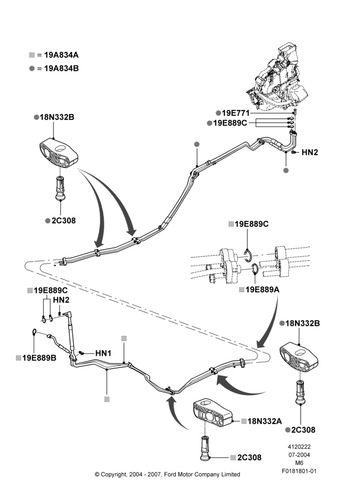 Схема Система кондиционирования, Underbody; 26.07.2004–01.05.2006