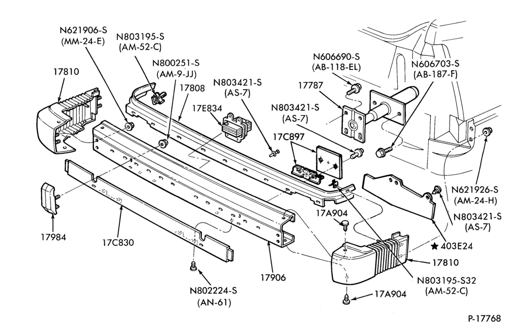 Схема SPEEDOMETER, BUMPERS, MIRRORS AND WIPERS-Bumper- rear