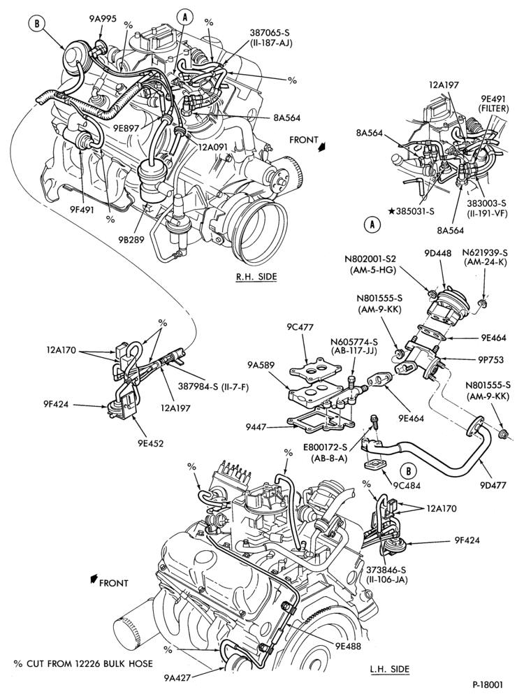 Схема 6 CYL. 3.8L (230 C.I.D.)-recirculation (E.G.R.) - alt.- w/o A/C