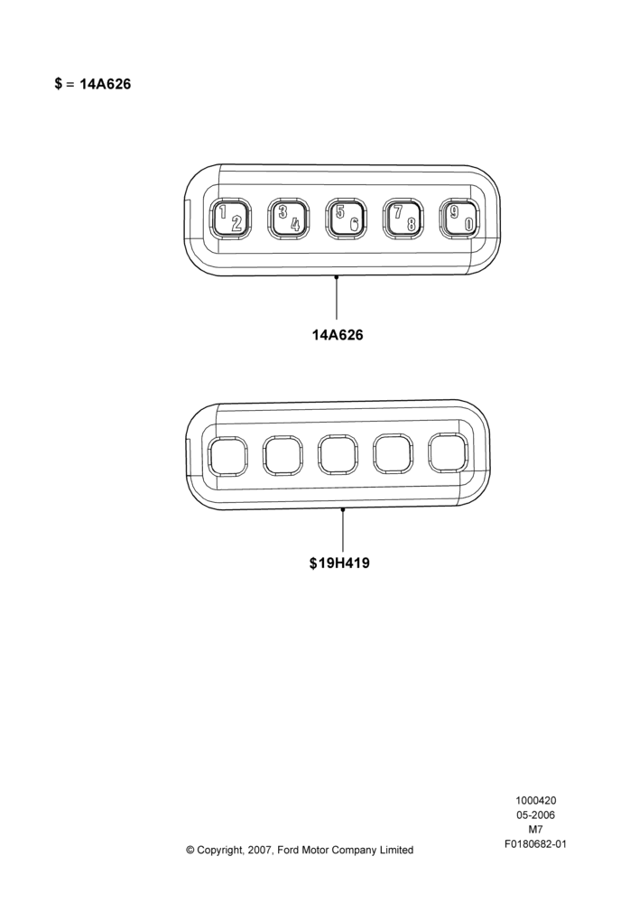 Схема Противоугонные устройства (аксессуар), (+) North American Markets, Ford Series, Accessory Wireless Key Pad; 01.05.2006–29.04.2012