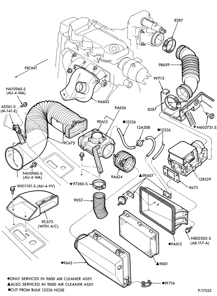 Схема 4 CYL. 1.6L (98 C.I.D.)-Air cleaner- w/E.F.I.
