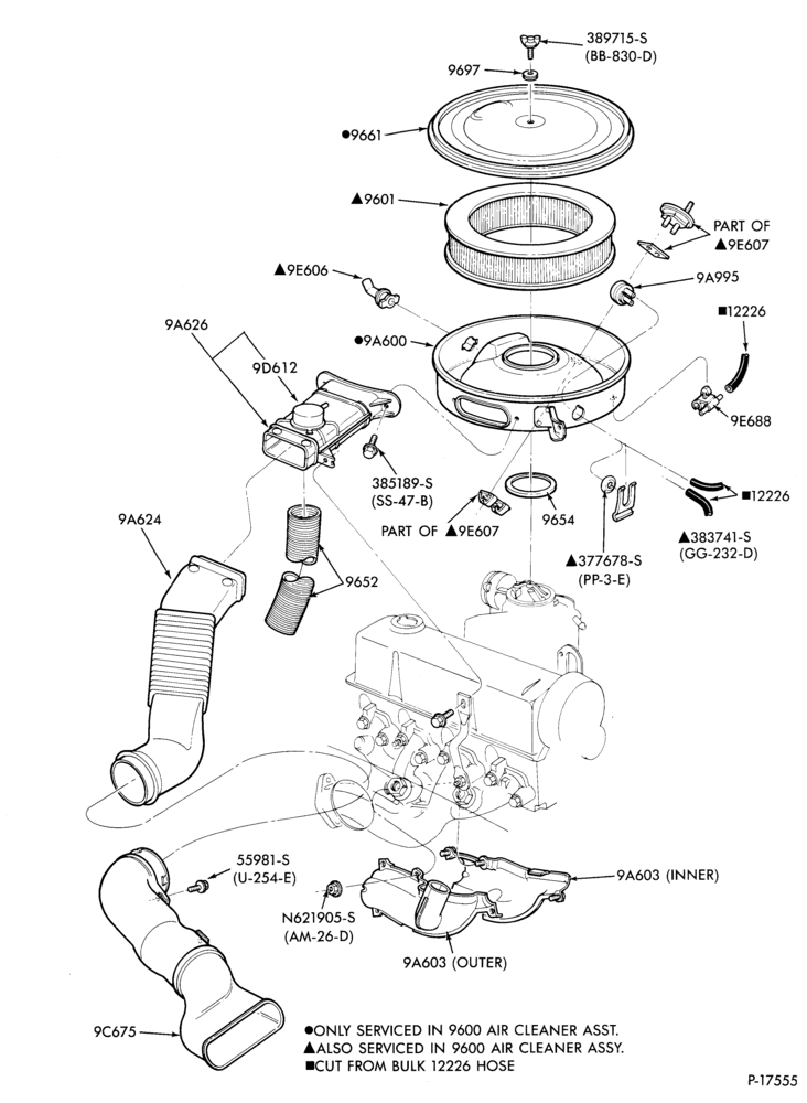 Схема 4 CYL. 2.3L (140 C.I.D.)-Air cleaner - exc. E.F.I.