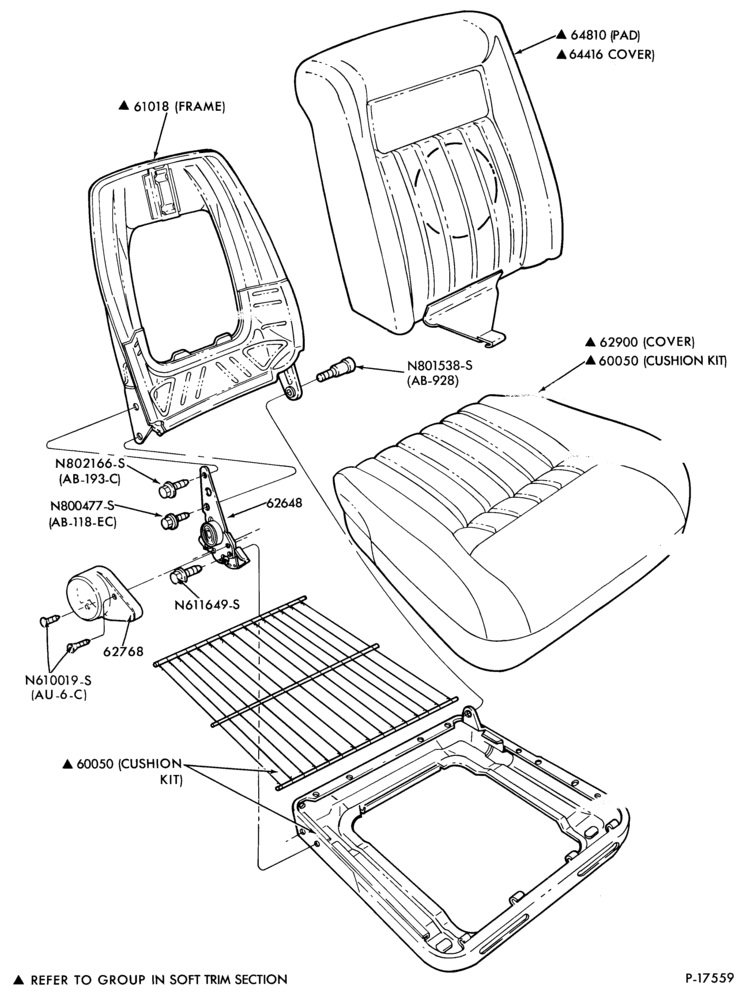 Схема SEATS AND SEAT BELTS-Front seat parts - bucket - upper half