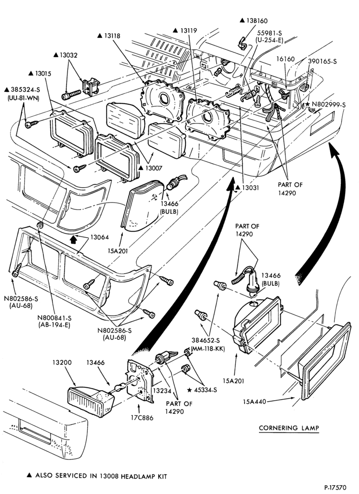 Схема LAMPS-Headlamp, parking and front fender side marker