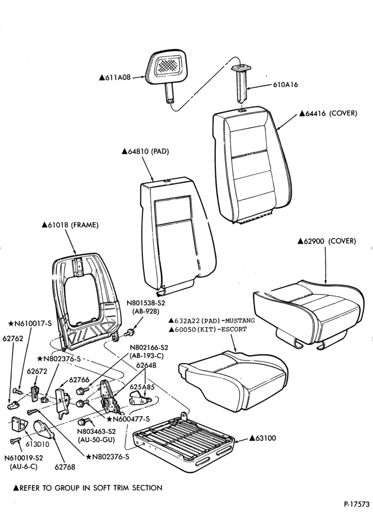 Схема SEATS AND SEAT BELTS-Front seat parts  - upper half - sport seat