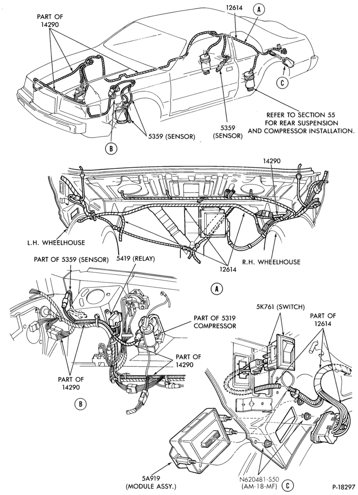 Схема FRAME-REAR SUSPENSION - controls & electrical system