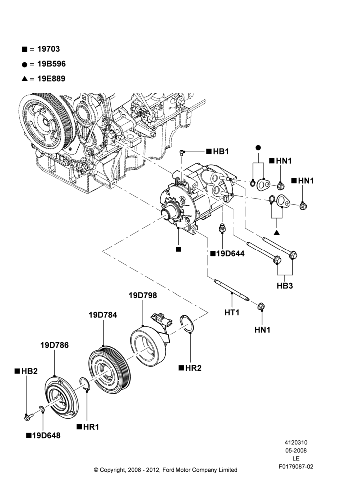 Схема Конденсатор и компрессор кондиционера, Compressor Assy; 05.05.2008–06.02.2012