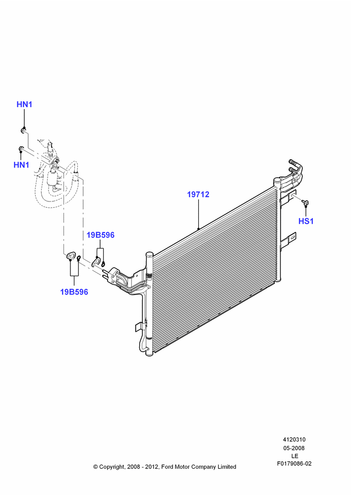 Схема Конденсатор и компрессор кондиционера, Condenser Assy; 05.05.2008–15.06.2009