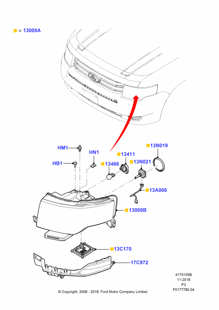 Схема Фары и передние указатели, High Intensity Discharge Headlamp; 02.05.2008–29.02.2012