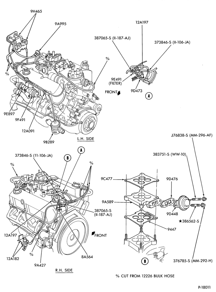 Схема 8 CYL. 5.0L (302 C.I.D.)-Emission system - exhaust gas