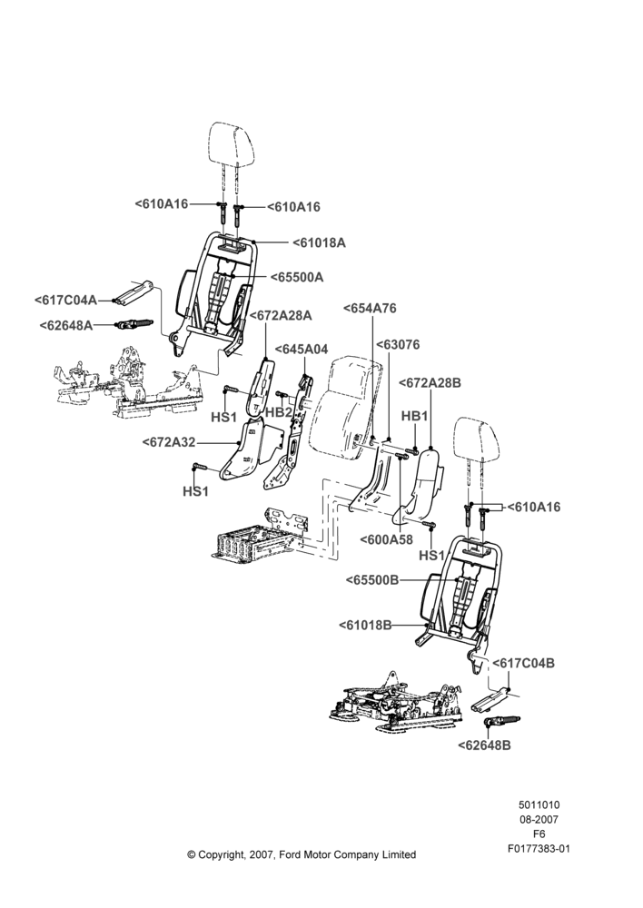 Схема Спинка переднего сиденья, Crew Cab, With 40/20/40 Split Bench Frnt Seat, With Split Bench Front Seat, With Sport 40/20/40 Front Seat; 13.08.2007–18.08.2008