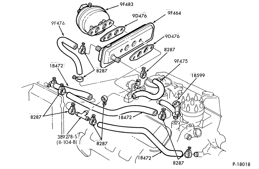 Схема AIR CONDITIONER-Heater hose installation - hose installation - 4 cyl.- 8 cyl. 302