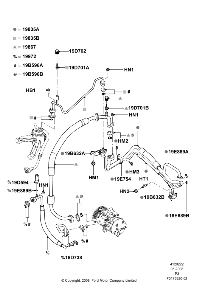 Схема Система кондиционирования, Under Hood; 02.05.2008–06.07.2009