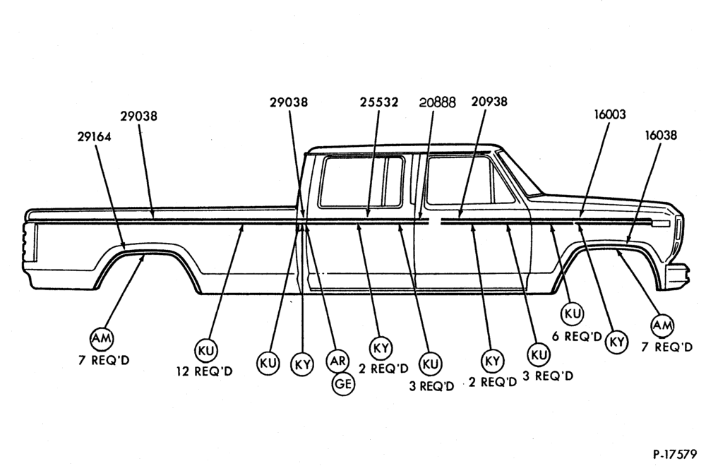 Схема CREW CAB BODY SIDE UPPER - W/O VINYL INSERT
