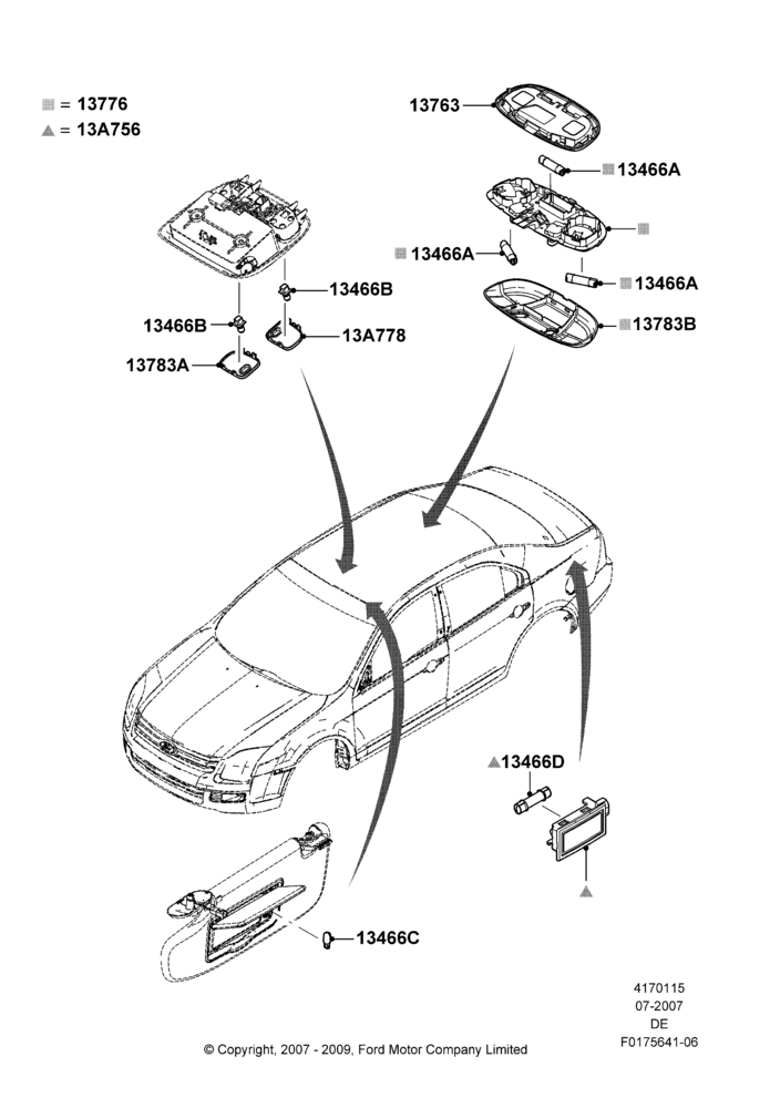 Схема Плафоны салона, Ford Division Derivative; 16.07.2007–29.07.2012