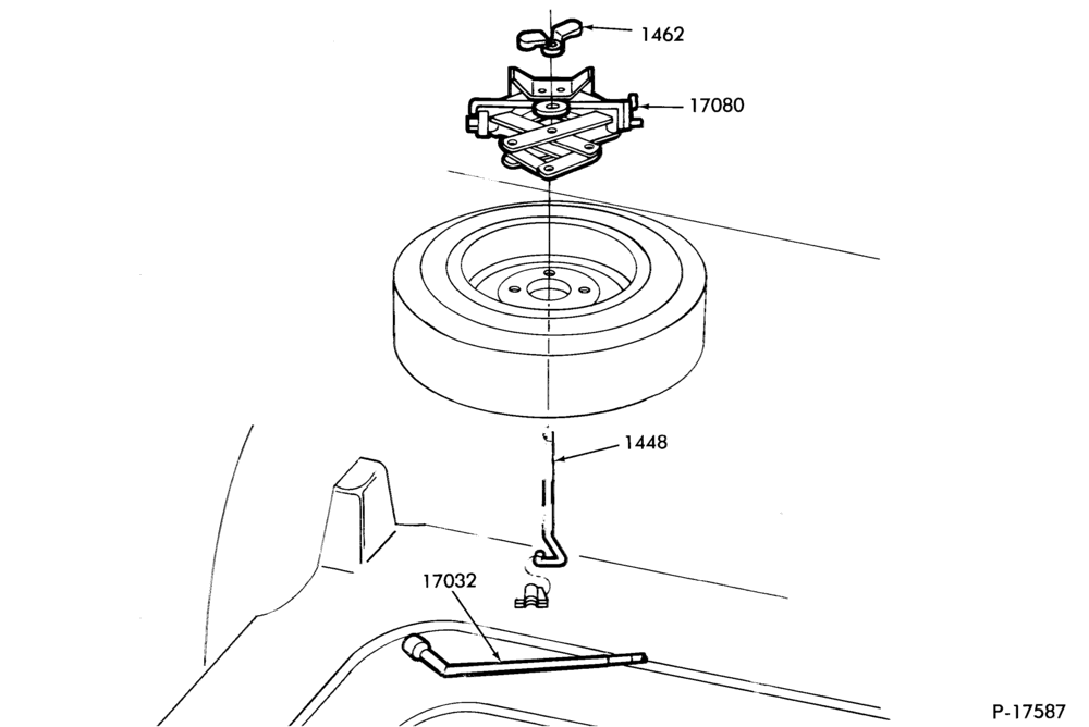 Схема SPEEDOMETER, BUMPERS, MIRRORS AND WIPERS-Jack and spare wheel parts- body type 54