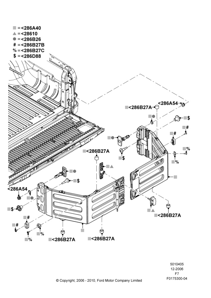 Схема Кузов пикапа и тент, Pickup Box Extender, Production Installed; 18.12.2006–12.02.2010