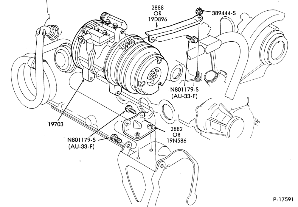 Схема AIR CONDITIONER-Compressor installation - hang - integral- 6 cyl.