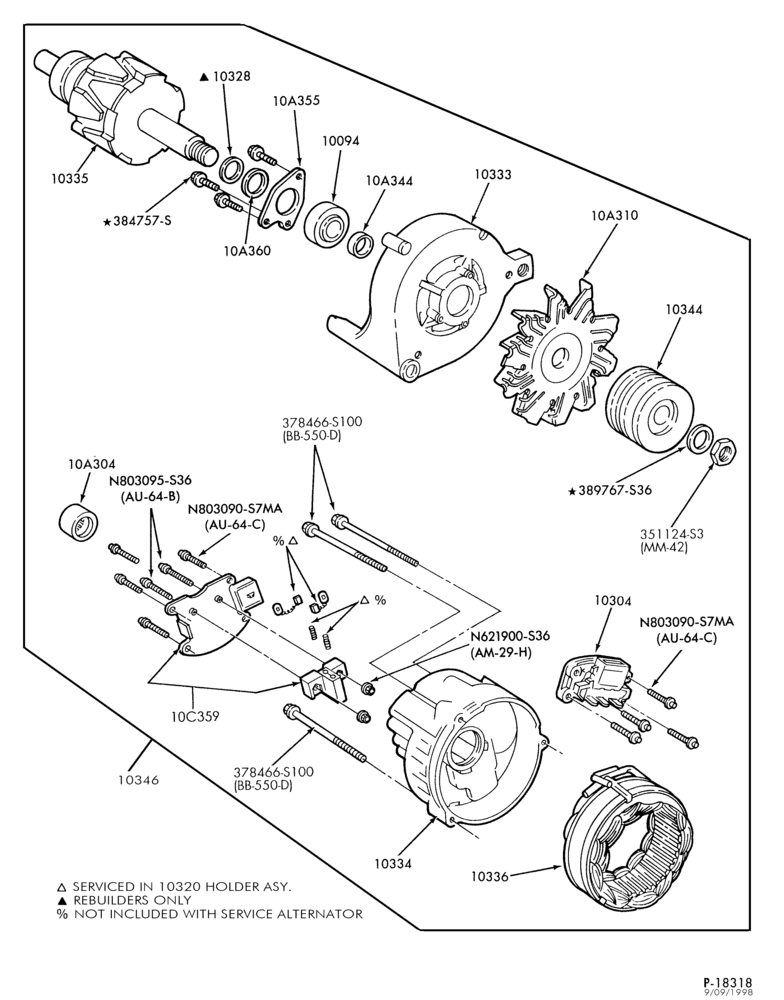 Схема ALTERNATORS-Alternator - Motorcraft 60 amp.-w/integral regulator