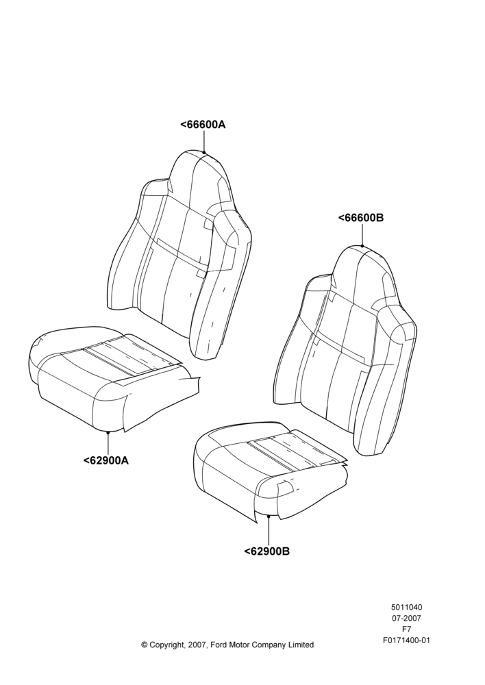 Схема Rear Seat Covers, Crew Cab, 'Harley Davidson' Version Package, With 2nd Row Dual Captain Chairs; 30.07.2007–12.02.2010