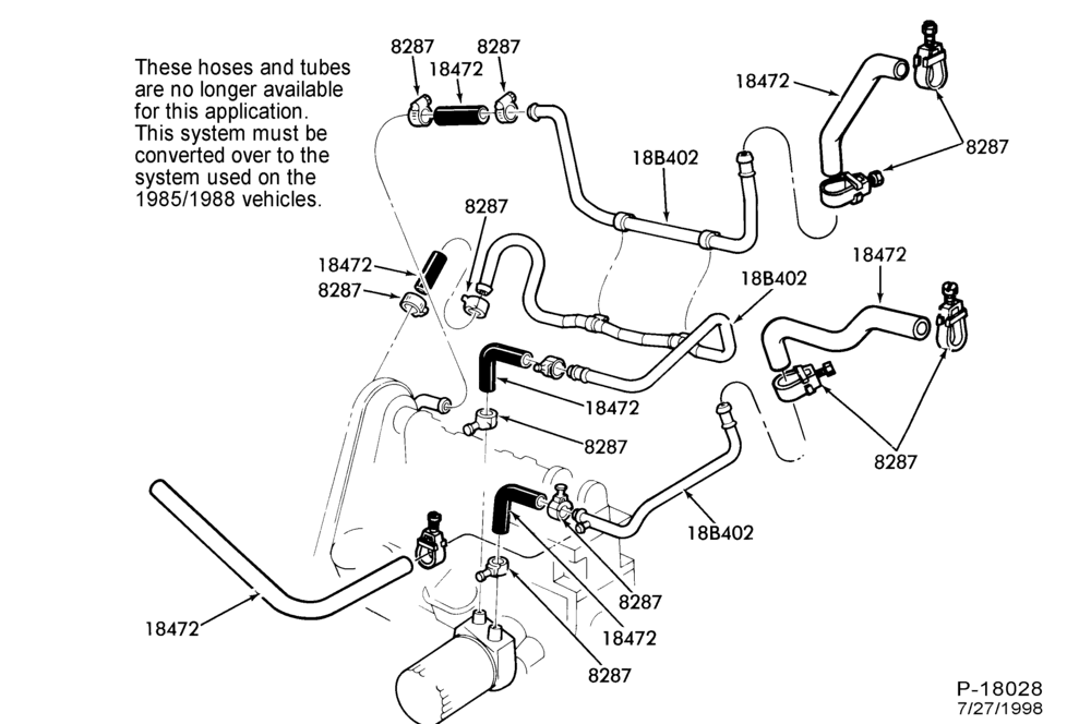 Схема AIR CONDITIONER-Heater and controls - hose installation- 4 cyl. w/EFI