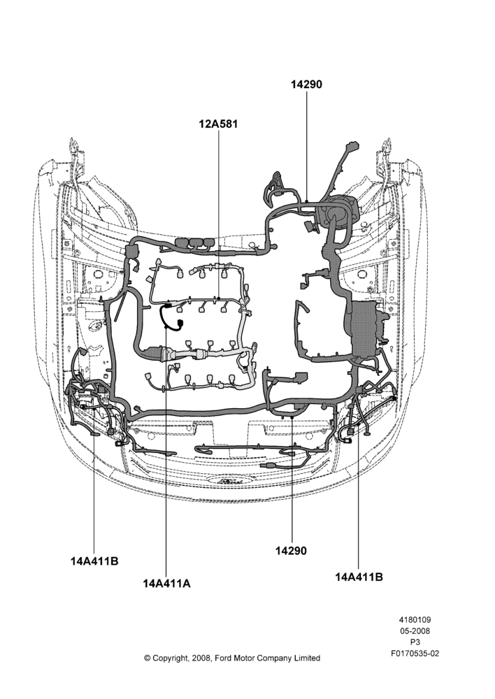 Схема Проводка двигателя и КПП, 3.5L 4V DOHC VCT SMPI V6 Gas; 02.05.2008–29.02.2012