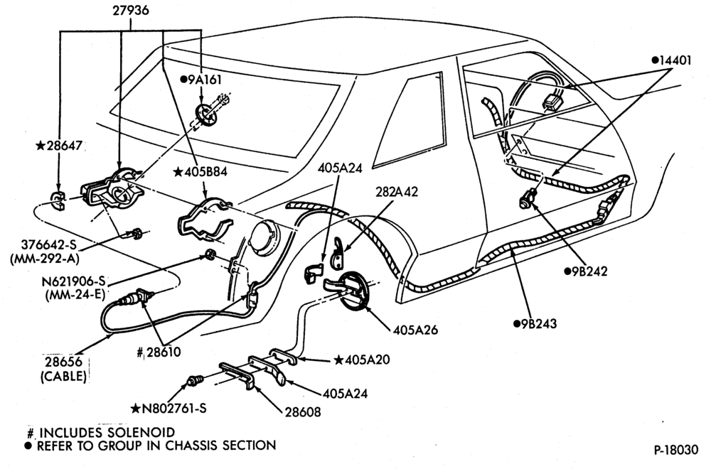 Схема ROOF-Fuel filler door - with remote release