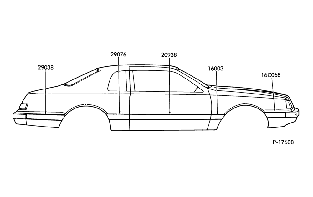 Схема W/WIDE BODYSIDE MOULDING (PRESSURE SENSITIVE)