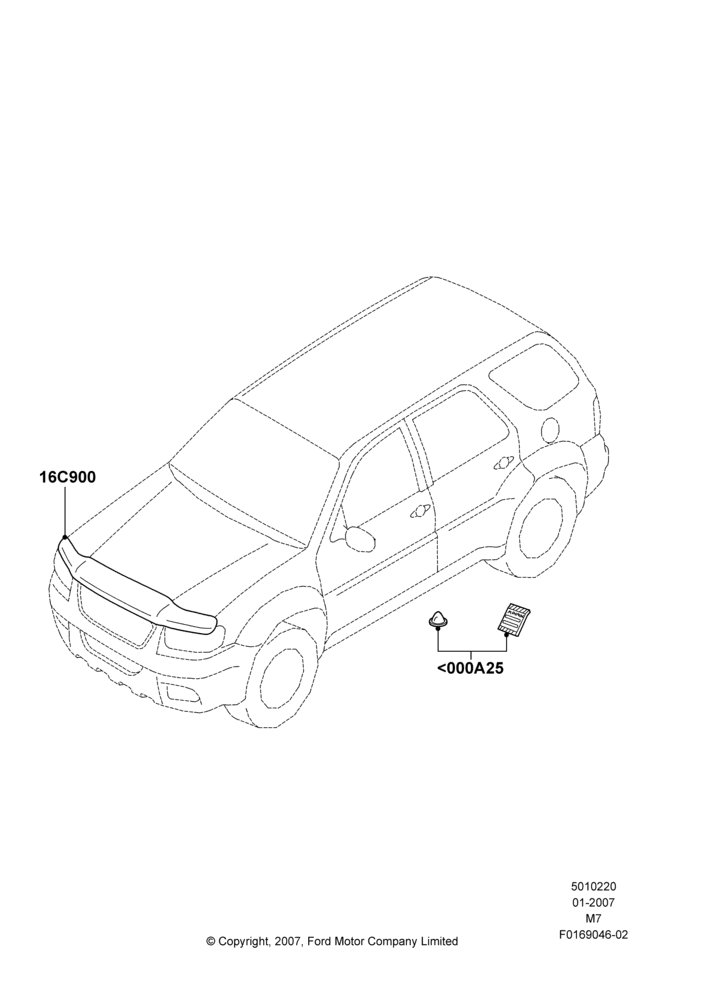 Схема Капот и детали, Lincoln/Mercury Series, Accessory Bug Shield; 08.01.2007–29.04.2012