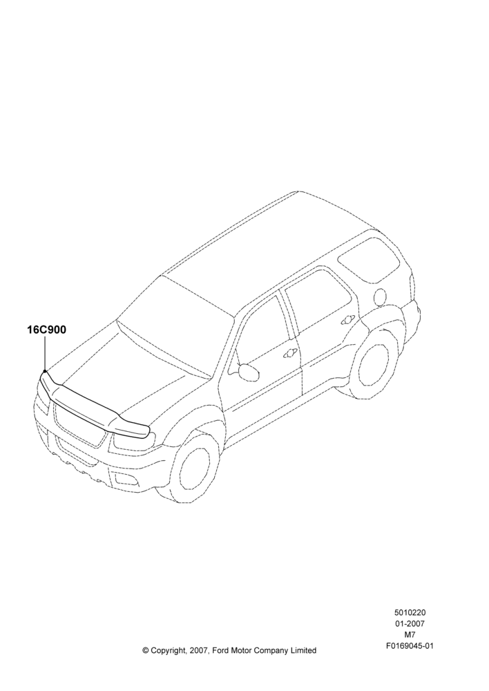 Схема Капот и детали, Ford Series, Accessory Bug Shield; 08.01.2007–29.04.2012