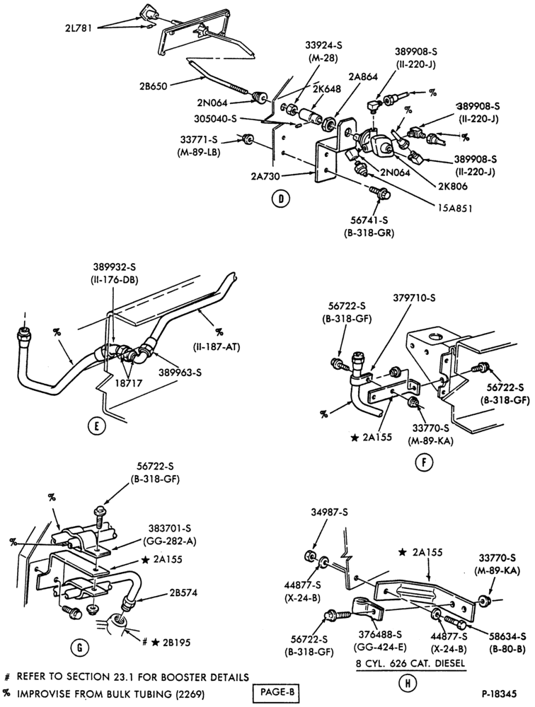 Схема PARKING BRAKES-Parking brake system  - front section - B/T 81 (cab)- Page B-F-FT600/900