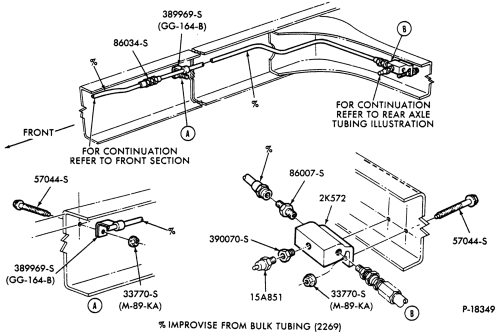 Схема PARKING BRAKES-Parking brake system  - front section   - rear frame tubing- B/T 84 (cowl)-F600/800