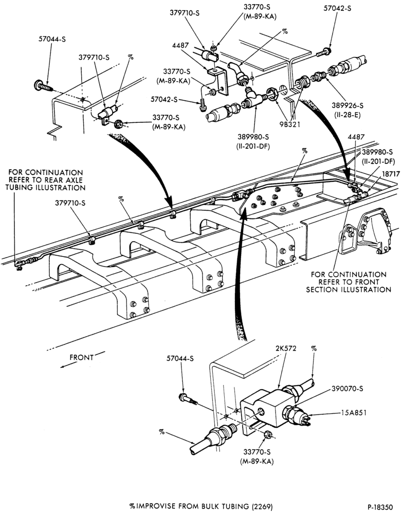 Схема PARKING BRAKES-Parking brake system  - front section   - rear frame tubing- B/T 81 (cab)-FT800/900