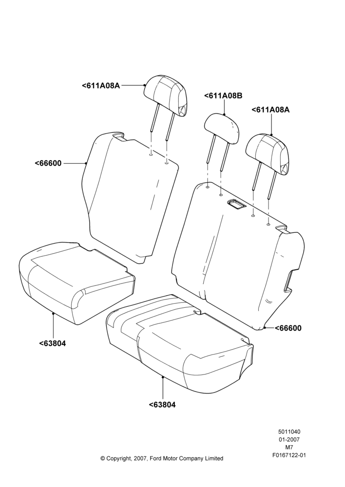 Схема Rear Seat Covers, Ford Series; 08.01.2007–23.06.2008