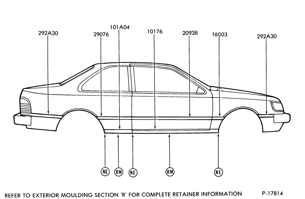 Схема BODY SIDE '' WIDE - PRESSURE SENSITIVE AND ROCKER PANEL - BODY TYPE 66