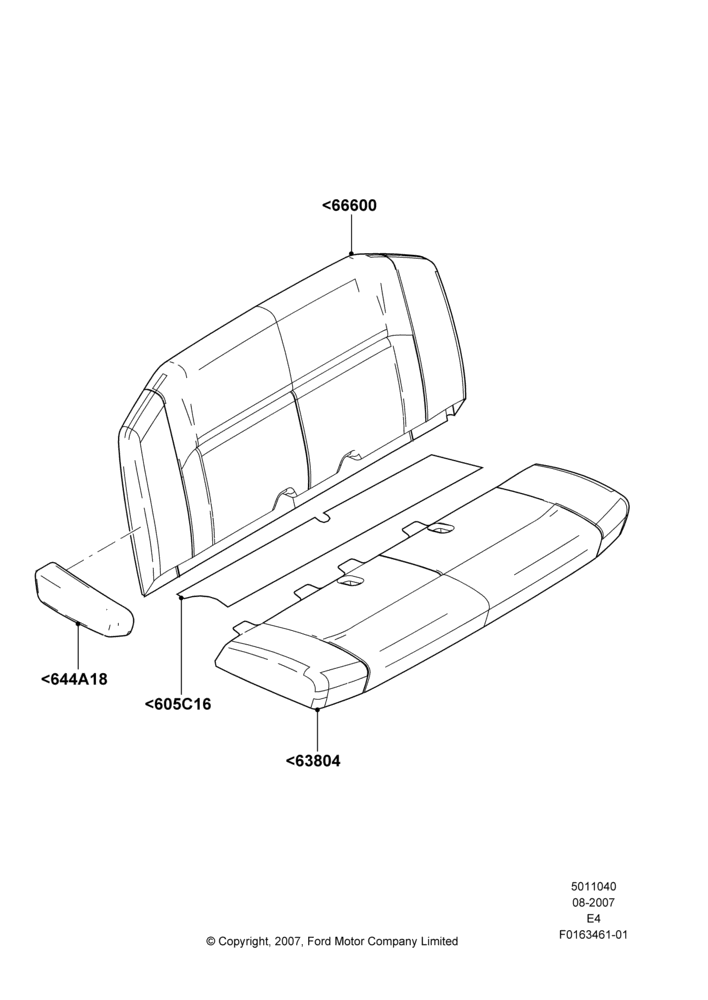 Схема Rear Seat Covers, With 3rd Row Bench Seat; 06.08.2007