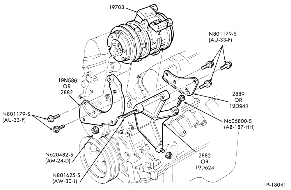 Схема AIR CONDITIONING-Compressor Installation-6 cyl. 171 (2.8L)-B