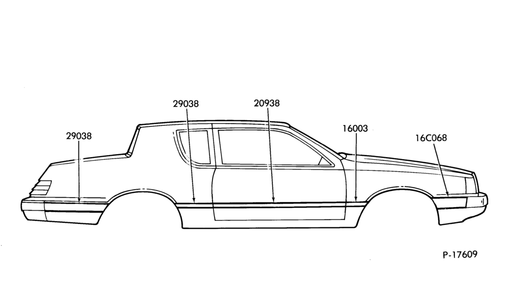Схема W/NARROW BODY SIDE MOULDING (PRESSURE SENSITIVE)