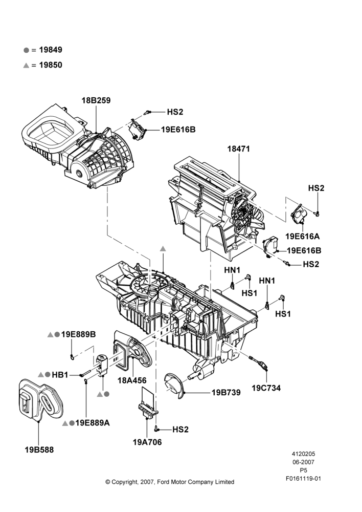 Схема Климат — наружные компоненты, Manual Air Conditioning; 18.06.2007–15.06.2009