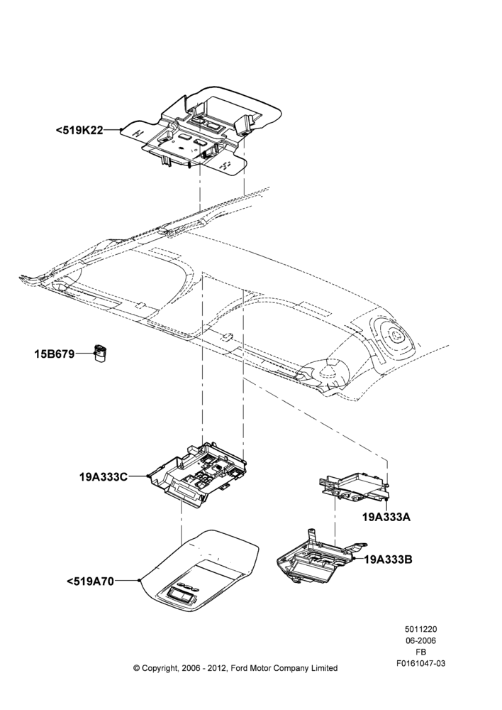 Схема Консоль потолочная, Less Special Equipment Package; 19.06.2006–26.09.2011