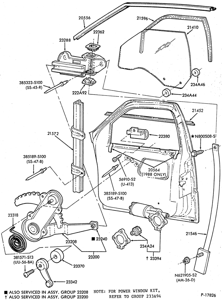 Схема BODY SIDES AND QUARTER-Window parts - front door - body type 54