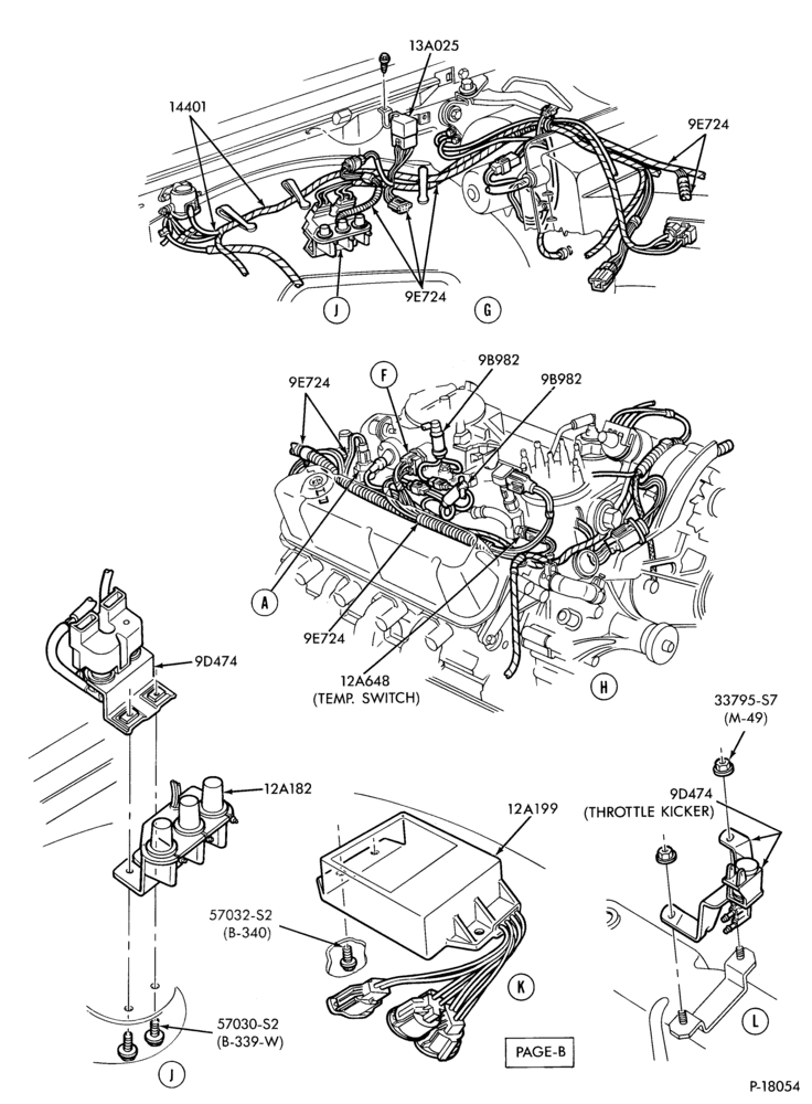 Схема 8 CYL. 5.8LW (351 C.I.D.) - W-Electronic engine control - Page B